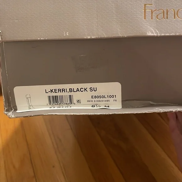 Beige and Black Franco Sarto Over kneew boots- black heel has slight fabric tear - Picture 2 of 5